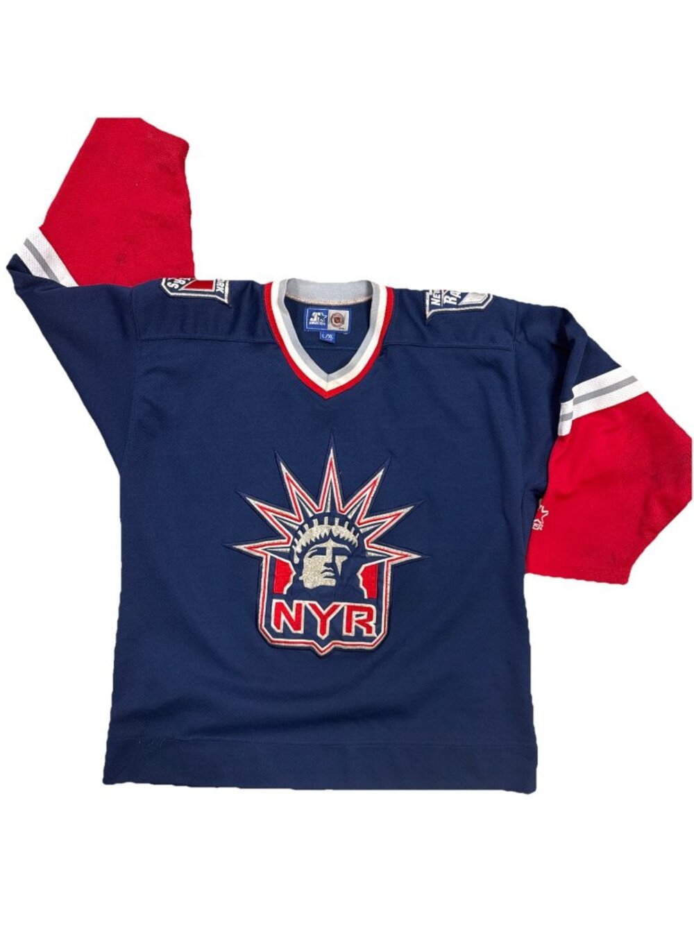 Vintage New York Rangers Jersey Youth L/XL Starter NHL 90s Statue Of Liberty